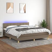 Boxspring met matras en LED stof taupe 180x200 cm