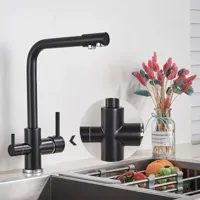 Keukenkraan met Filterfunctie - Enkel Handvat | Chroom/Zwart | Warm & Koud Water | Dekgemonteerd