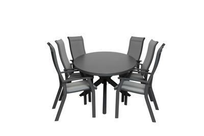 Qopps Vidas tuintafel met 6 Farro stapelbare tuinstoel