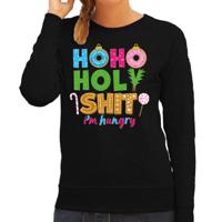 Foute Kersttrui/sweater voor dames - hohoholy shit - honger - zwart - hilarische kerst - thumbnail