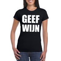 Geef Wijn dames T-shirt zwart - thumbnail