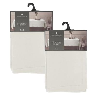 Atmosphera Tafelkleed - 2x - wit - katoen - 240 x 140 cm - rechthoek - tafellaken