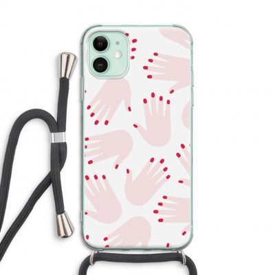Hands pink: iPhone 11 Transparant Hoesje met koord