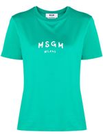 MSGM t-shirt en coton à logo imprimé - Vert - thumbnail