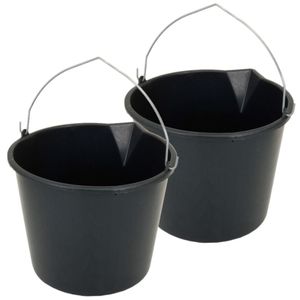 3x Stuks stevige zwarte huishoud emmer 16 liter met tuit