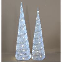 LED kegels - kerstboom lampen- set 2x st - 59 en 79 cm- rotan/kunststof