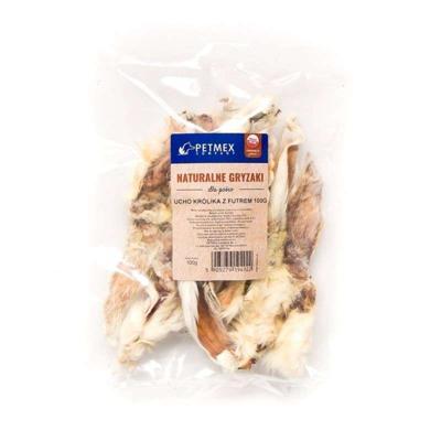 PETMEX hondenkauw konijnenoor met vacht 100g