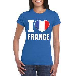 Blauw I love Frankrijk fan shirt dames