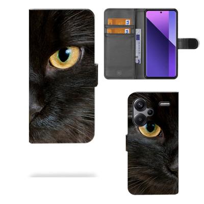 Xiaomi Redmi Note 13 Pro Plus | Telefoonhoesje | Met pasjeshouder | Zwarte Kat