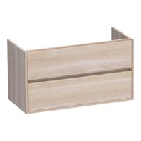 Brauer Adore - Onderkast - 100 cm - met 2 Softclose Lades Greeploos en 1 Sifon Uitsparing - Lamellen Eiken Wit