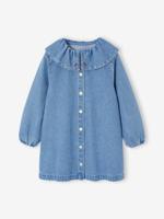 Denim jurk voor meisjes met ruches middenblauw
