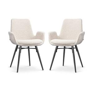 Nolon Nova-Eef Eetkamerstoelen Set van 2 - Bouclé Beige - Zwarte Poten