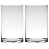 Bloemenvaas - Set van 2x stuks - cilinder - transparant - glas - H30 x D19 cm - boeketten/takken/ste