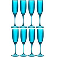 Home Deco Factory Champagneglas - 8x - 13 cl - blauw - kunststof - vaatwasserbestendig