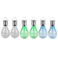 Solar sfeer tuin hanglampje - 6x stuks - wit / groen / blauw - 15 cm - kunststof - sfeerverlichting