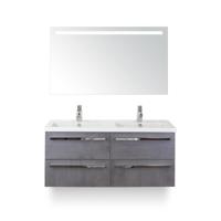 Seville Badmeubelset 120 cm - 4 laden Beton Antrac - Wastafel Djazz Dubbel - met Sence Spiegel