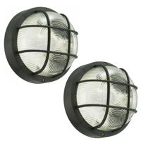 Buitenlamp - 2x - rond - bulleye lamp - zwart - E27 fitting - waterdicht - IP54 - 18 cm Buitenlamp - 2x - rond - bulleye lamp - zwart - E27 fitting - waterdicht - IP54 - 18 cm