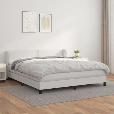 Boxspring met matras kunstleer wit 180x200 cm