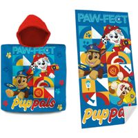 Set van bad cape/poncho met strand/badlaken voor kinderen met Paw Patrol print - thumbnail