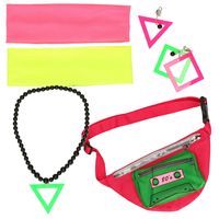 Foute 80s/90s party verkleed set compleet - dames - neon - jaren 80/90 verkleed accessoires