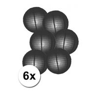 6 zwarte lampionnen van papier 25 cm   - - thumbnail