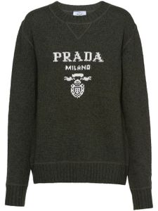 Prada pull en cachemire mélangé à logo intarsia - Vert