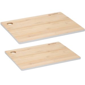 Set van 2x stuks snijplanken grijze rand 23 en 28 cm van bamboe hout