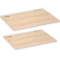 Set van 2x stuks snijplanken grijze rand 23 en 28 cm van bamboe hout