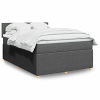Boxspring met matras stof donkergrijs 140x190 cm
