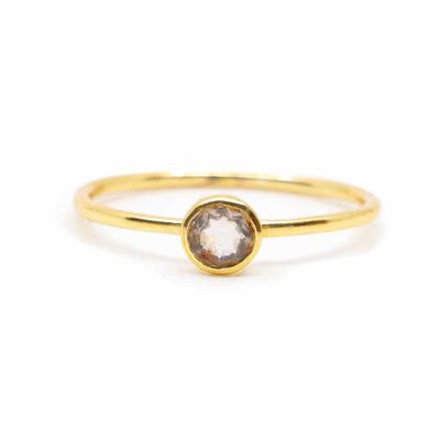 Geboortesteen Ring Rozenkwarts Oktober - 925 Zilver Verguld (Maat 17)