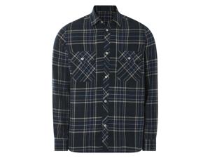 LIVERGY Flanellen heren overhemd (zwart/blauw/geruit, XL)