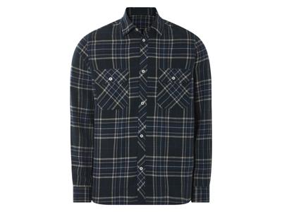 LIVERGY Flanellen heren overhemd (zwart/blauw/geruit, L)