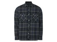 LIVERGY Flanellen heren overhemd (zwart/blauw/geruit, XL)