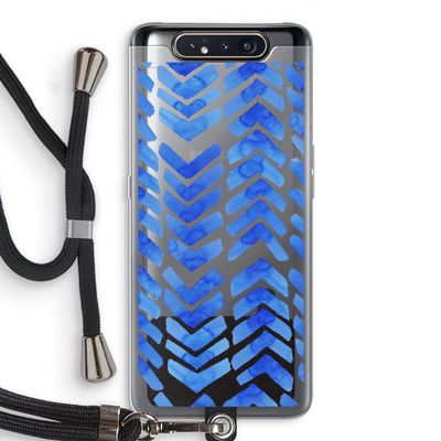 Blauwe pijlen: Samsung Galaxy A80 Transparant Hoesje met koord
