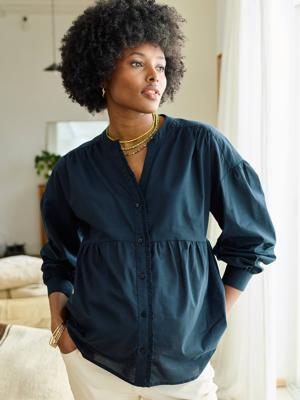 Ruime blouse voor zwangerschap en borstvoeding zwart