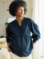 Ruime blouse voor zwangerschap en borstvoeding zwart