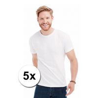 5x witte t-shirts ronde hals   -