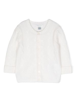 POLO RALPH LAUREN KIDS cardigan boutonné en maille torsadé - Blanc