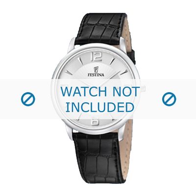 Horlogeband Festina F6806-1 Croco leder Zwart 20mm