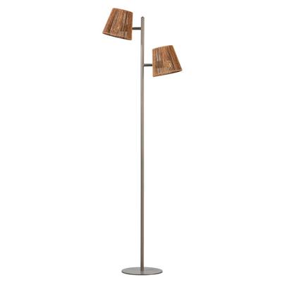 ETH VloerlampDaan bruin met rotan kappen - 05-VL8009-02