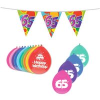 Leeftijd verjaardag thema 65 jaar pakket ballonnen/vlaggetjes - Feestpakketten - thumbnail