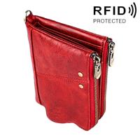 3533 lang gek paard textuur koeienhuid lederen opvouwbare anti-magnetische RFID portemonnee Clutch tas voor mannen met kaartsleuven (rood)