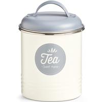 Zeller Thee bewaarblik - metaal - Wit/Grijs - Tea Sweet Home - 2 liter - 11 x 16 cm - opslag blikken