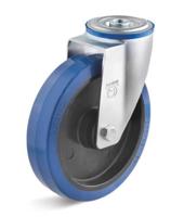 Torwegge Zwenkwiel rubber blauw ø100 kunststof / boutbevestiging