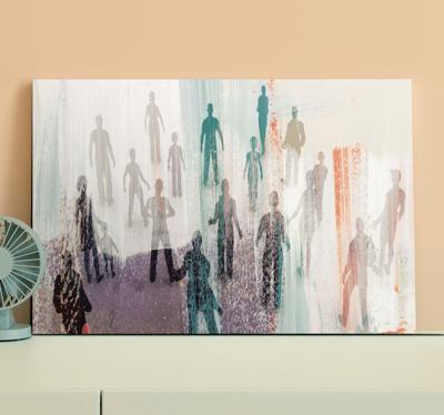 Vintage canvas schilderij Abstract schilderij van mensen