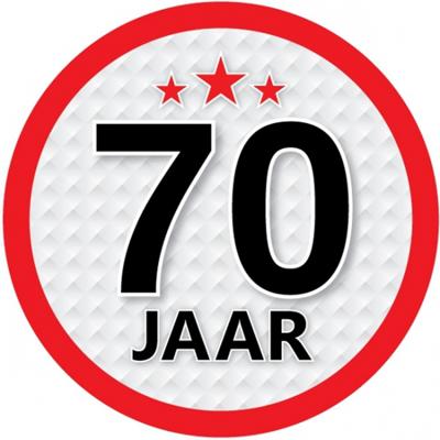 70 jaar leeftijd sticker - rond - Dia 15 cm - 70 jaar verjaardag - jubileum - leeftijd versiering