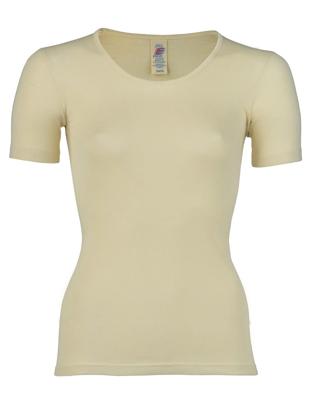 Dames T-Shirt Zijde Wol Engel Natur Kleur Gebroken wit Maat 42/44 - Large