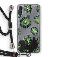 Tropische bladeren: Samsung Galaxy A11 Transparant Hoesje met koord