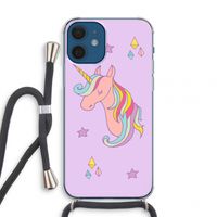 Roze eenhoorn: iPhone 12 mini Transparant Hoesje met koord