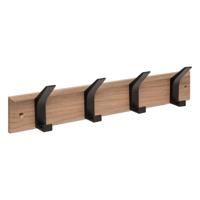 5Five Kapstok - 4 ophang haken - RVS - bruin/zwart - 45 x 10 cm - wandkapstok